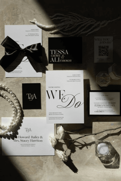 Moodboard-Beispiel für die Design-Richtung Editorial Black