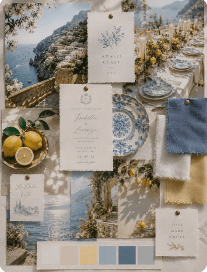 Moodboard-Beispiel für die Design-Richtung Mediterranean