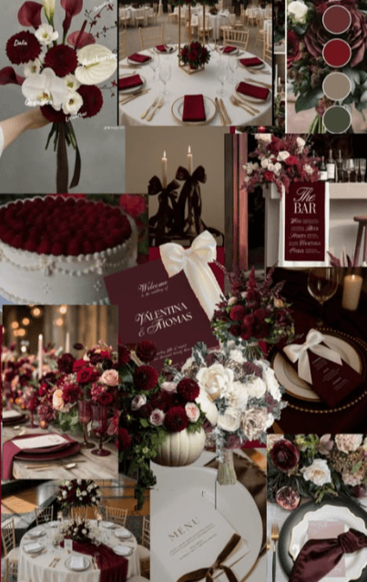 Moodboard-Beispiel für die Design-Richtung Romantic