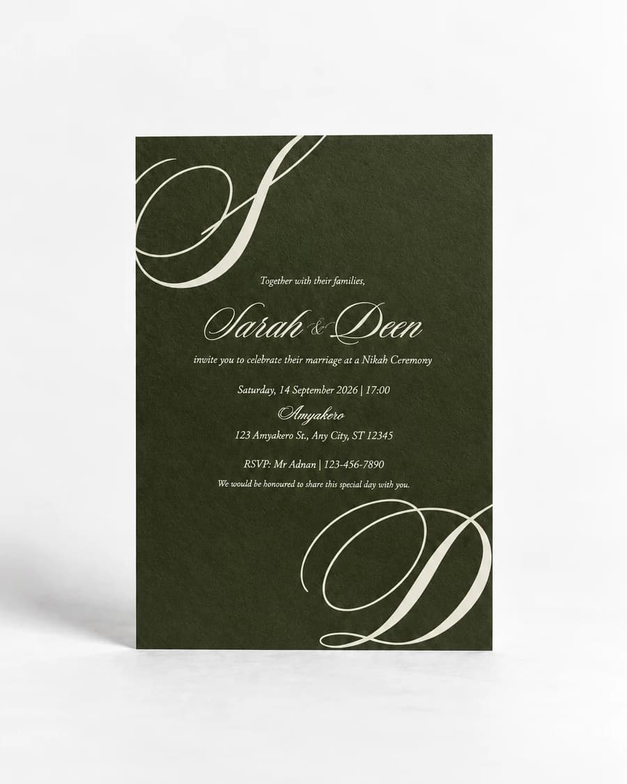 Smaragd-Monogramm-Hochzeitseinladung